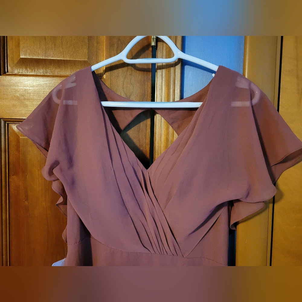 Azazie Rylee Bridesmaid Dress Size 8 Desert Rose - Picture 11 of 15